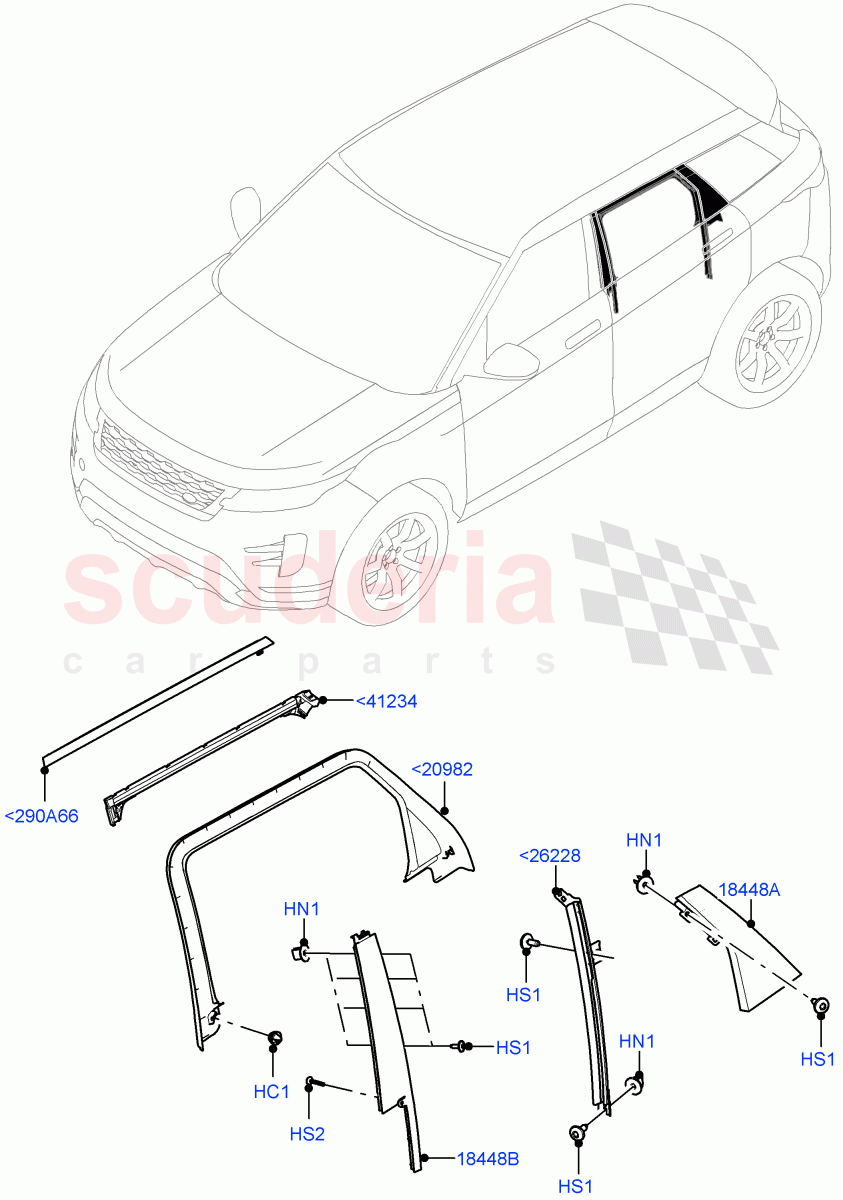 Rear Doors, Hinges & Weatherstrips(Rear Finisher)(Changsu (China)) of Land Rover Land Rover Range Rover Evoque (2019+) [2.0 Turbo Diesel AJ21D4]