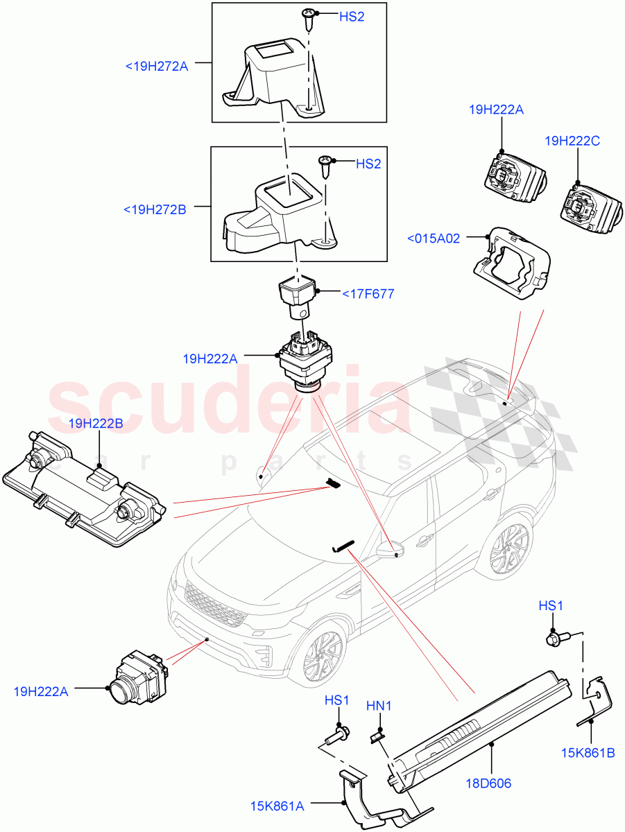 Camera Equipment(Solihull Plant Build)((V)FROMHA000001,(V)TOHA999999) of Land Rover Land Rover Discovery 5 (2017+) [2.0 Turbo Petrol AJ200P]