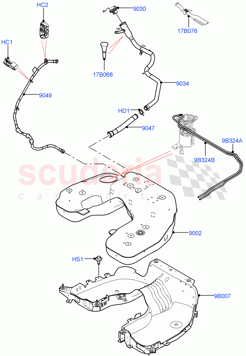 Fuel Tank & Related Parts(Nitra Plant Build)(3.0L AJ20D6 Diesel High,Short Wheelbase)((V)FROMM2000001) of Land Rover Land Rover Defender (2020+) [3.0 I6 Turbo Diesel AJ20D6]