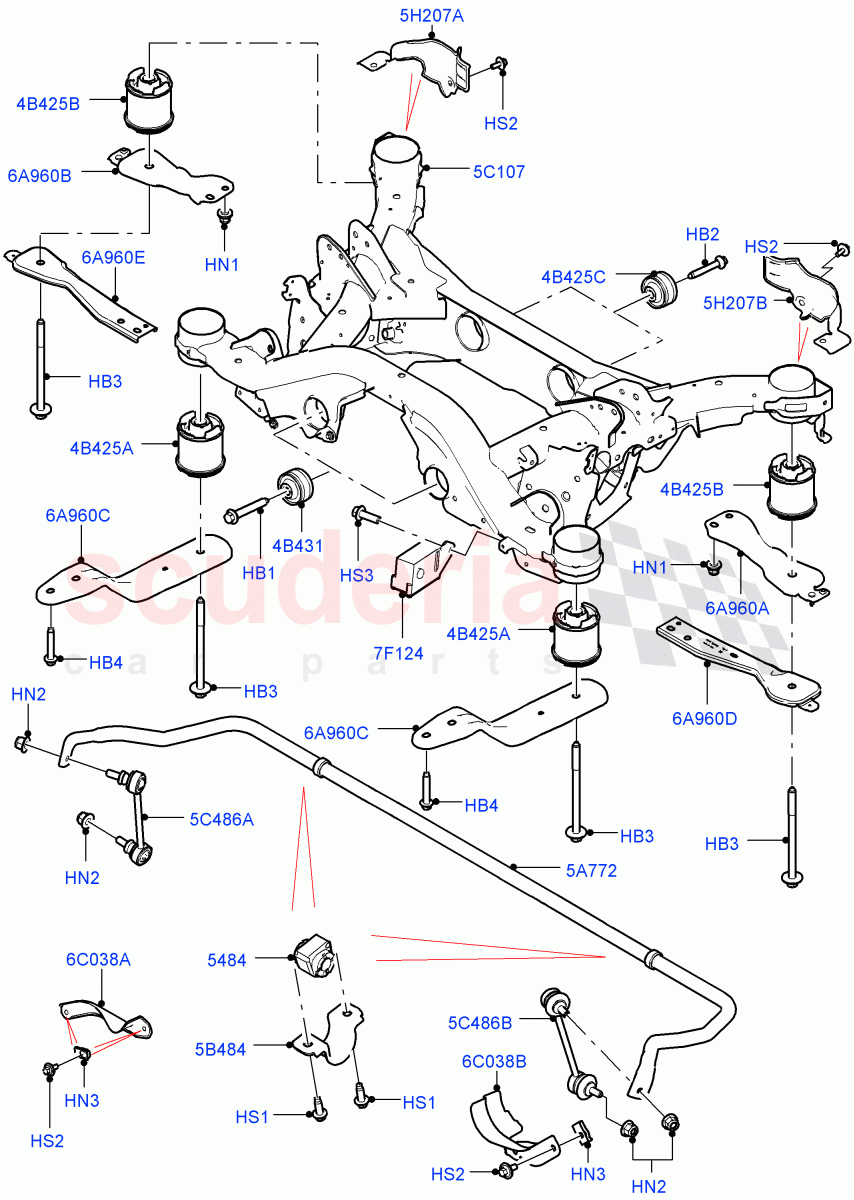 Rear Cross Member & Stabilizer Bar(Itatiaia (Brazil))((V)FROMGT000001) of Land Rover Land Rover Discovery Sport (2015+) [2.0 Turbo Petrol AJ200P]