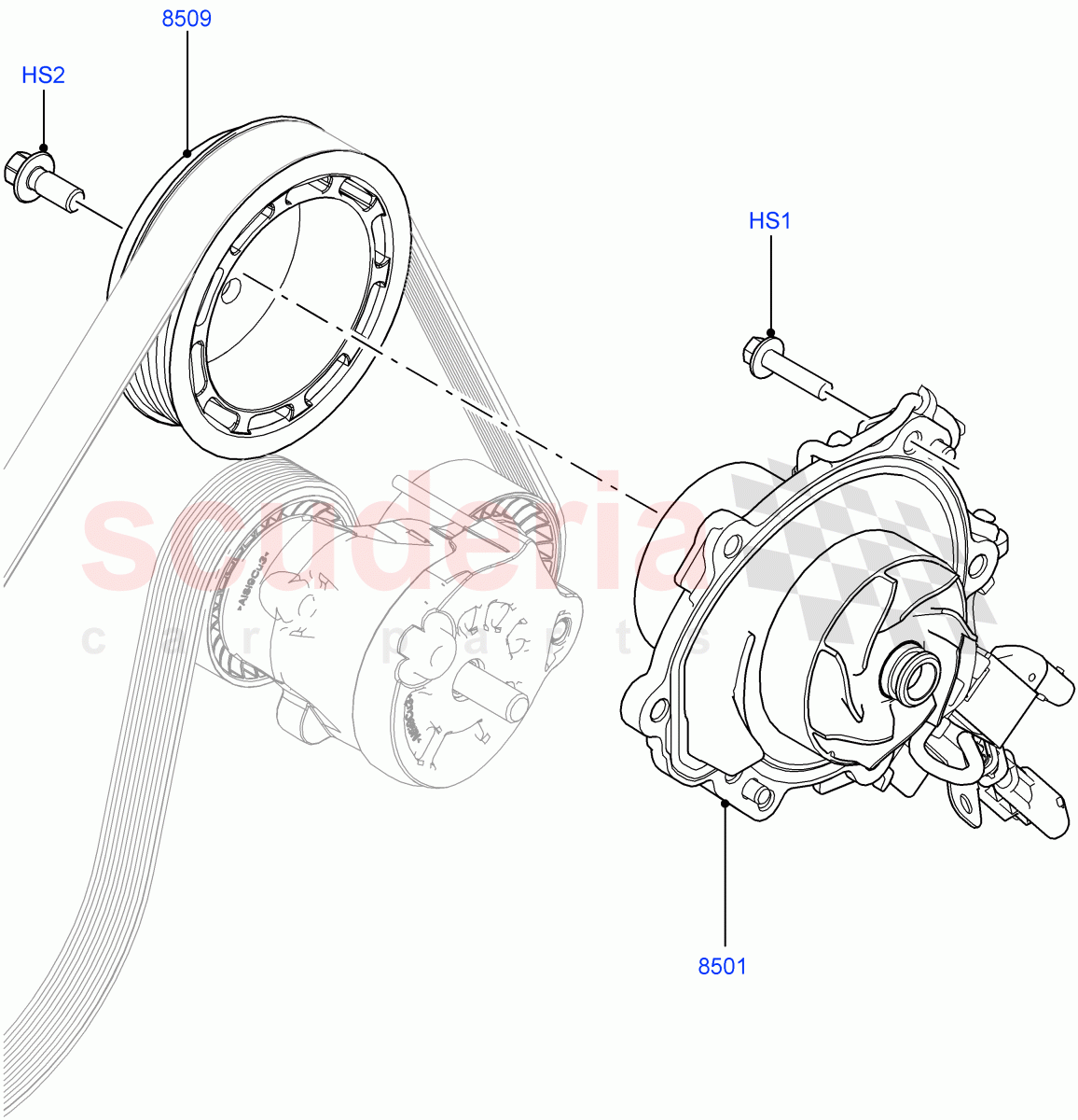 Water Pump (2.0L I4 DSL HIGH DOHC AJ200, Halewood (UK), 2.0L I4 DSL MID DOHC AJ200) of Land Rover Land Rover Discovery Sport (2015+) [2.0 Turbo Diesel]