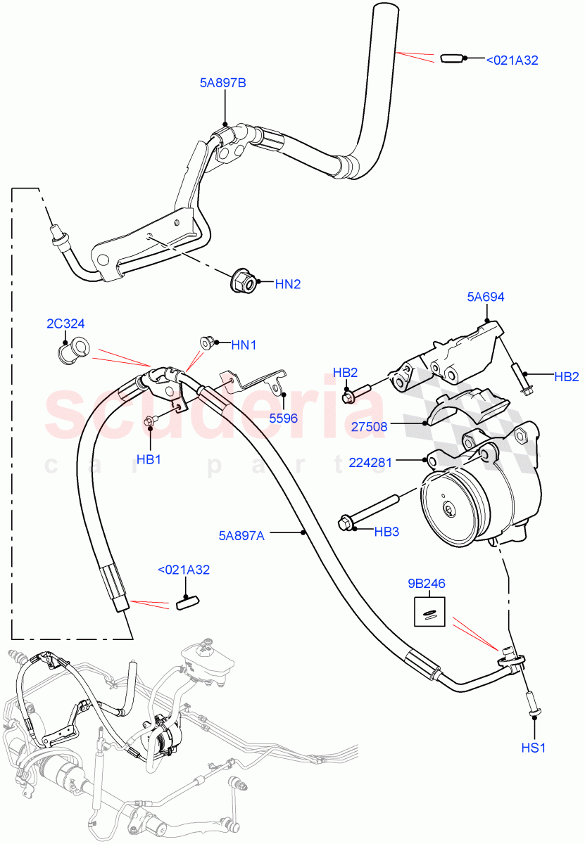 Active Anti-Roll Bar System(High Pressure Pipes, ARC Pump)(5.0 Petrol AJ133 DOHC CDA,With ACE Suspension,5.0L P AJ133 DOHC CDA S/C Enhanced)((V)FROMJA000001,(V)TOJA999999) of Land Rover Land Rover Range Rover (2012-2021) [5.0 OHC SGDI SC V8 Petrol]