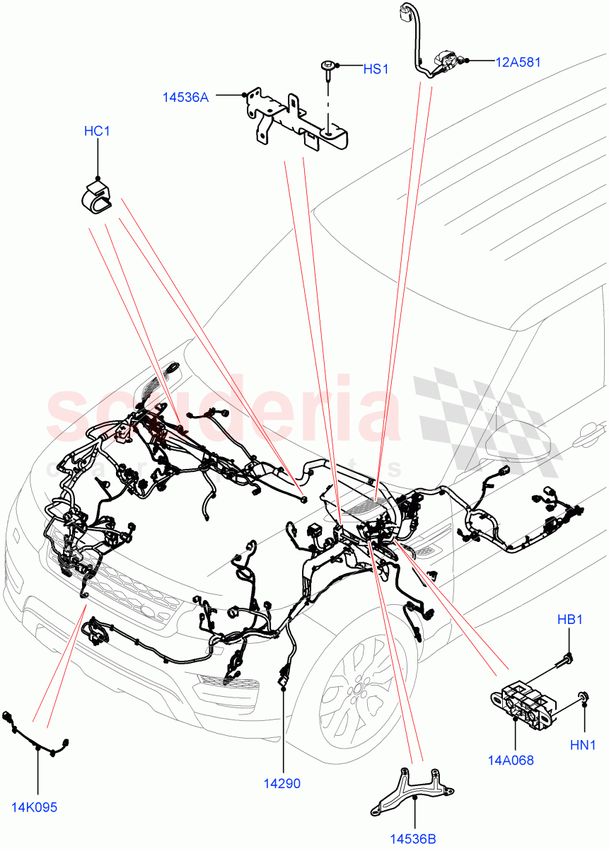 Electrical Wiring - Engine And Dash (Engine Compartment) ((V) FROMHA000001) of Land Rover Land Rover Range Rover Sport (2014+) [3.0 Diesel 24V DOHC TC]