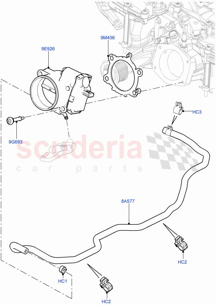 Throttle Housing (Solihull Plant Build) (3.0L DOHC GDI SC V6 PETROL) ((V) FROMEA000001) of Land Rover Land Rover Range Rover Velar (2017+) [3.0 DOHC GDI SC V6 Petrol]