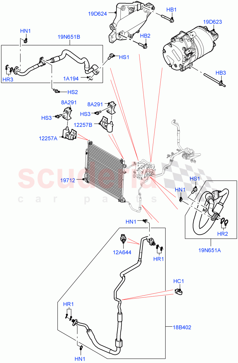 Air Conditioning Condensr/Compressr(Front)(2.0L AJ200P Hi PHEV)((V)FROMJA000001) of Land Rover Land Rover Range Rover (2012-2021) [2.0 Turbo Petrol GTDI]