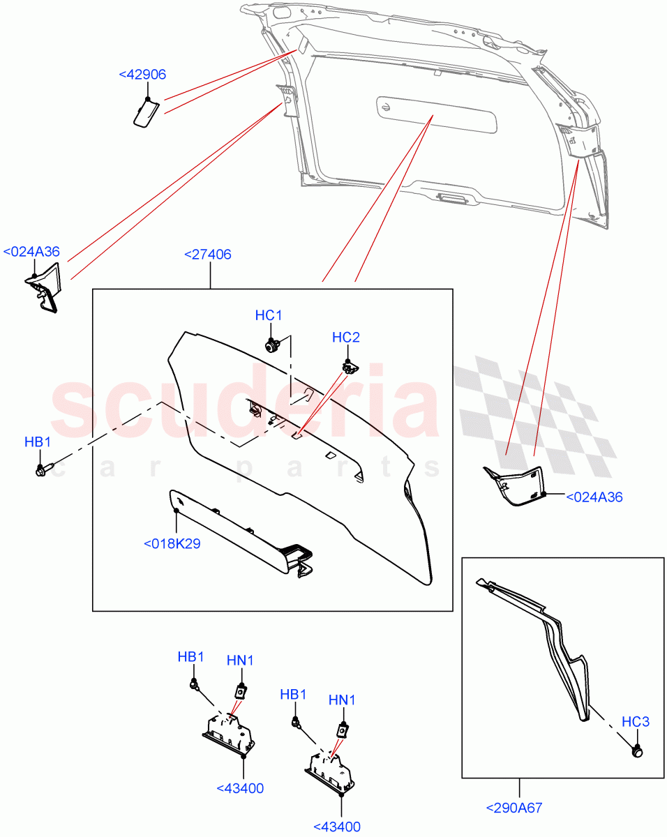 Back Door/Tailgate Trim Panels(Changsu (China)) of Land Rover Land Rover Range Rover Evoque (2019+) [2.0 Turbo Diesel]