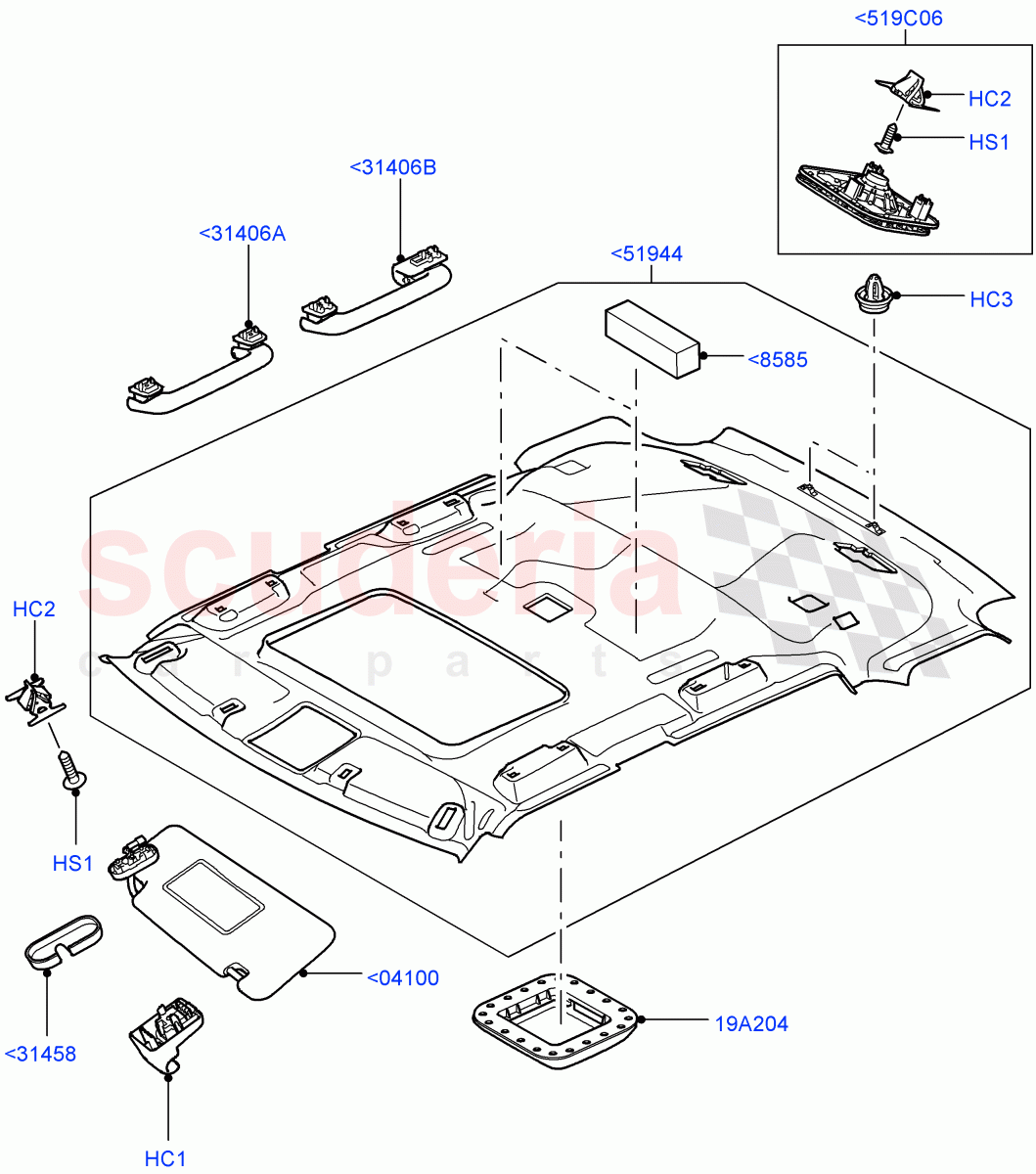 Headlining And Sun Visors((V)TO9A999999) of Land Rover Land Rover Range Rover Sport (2005-2009) [4.2 Petrol V8 Supercharged]