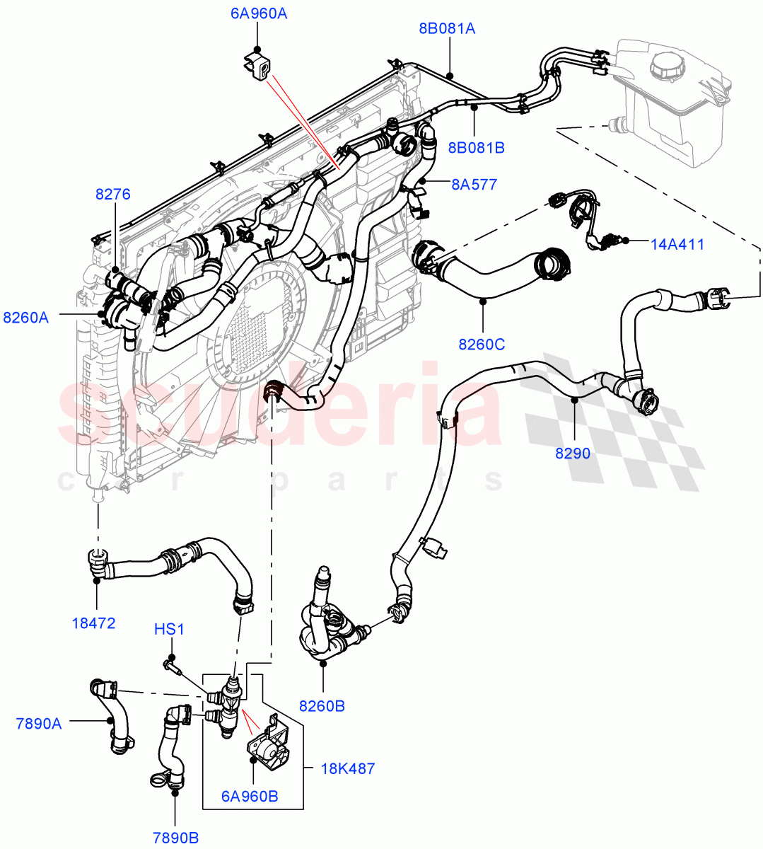 Cooling System Pipes And Hoses(1.5L AJ20P3 Petrol High,8 Speed Automatic Trans 8G30,Changsu (China)) of Land Rover Land Rover Range Rover Evoque (2019+) [1.5 I3 Turbo Petrol AJ20P3]