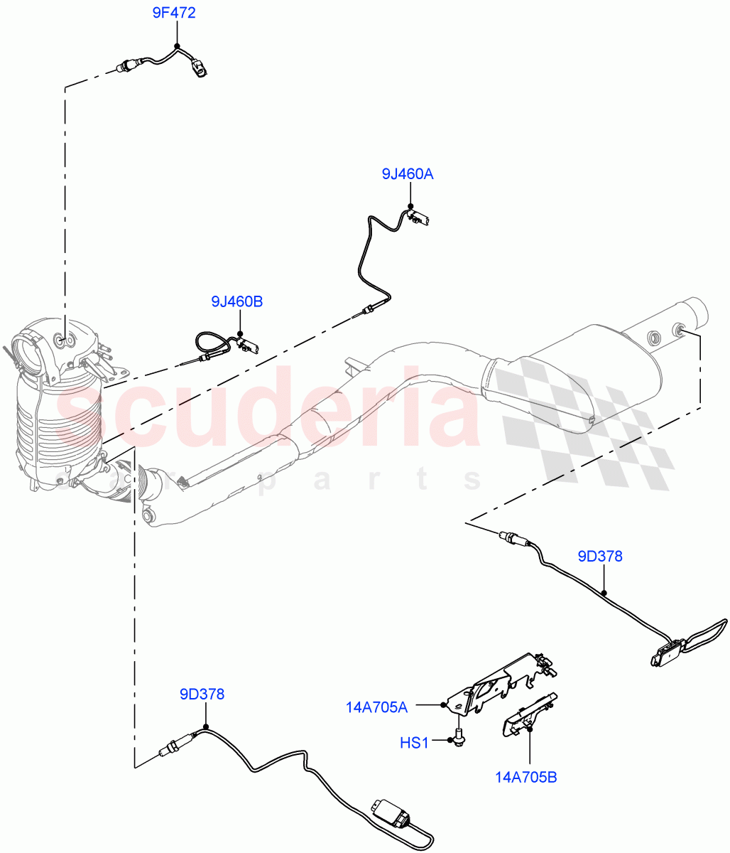 Exhaust Sensors And Modules(Nitra Plant Build)(2.0L I4 DSL HIGH DOHC AJ200,Standard Wheelbase,EU5 + SCR) of Land Rover Land Rover Defender (2020+) [2.0 Turbo Diesel]