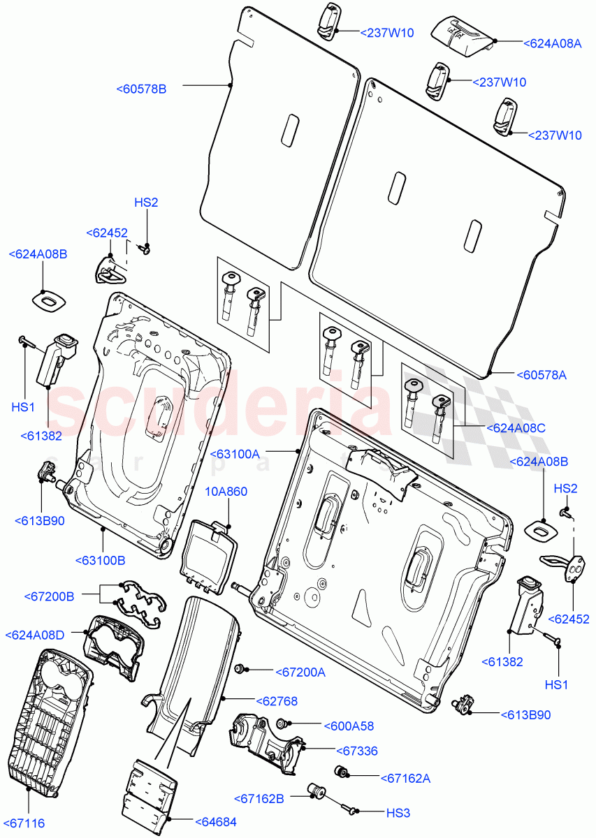 Rear Seat Back(Halewood (UK),With 60/40 Split - Folding Rr Seat,2nd Row Seat 60/40 (3 P) - Folding) of Land Rover Land Rover Range Rover Evoque (2012-2018) [2.0 Turbo Petrol GTDI]