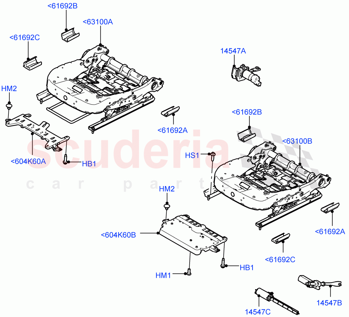 Front Seat Base (Changsu (China)) of Land Rover Land Rover Range Rover Evoque (2019+) [2.0 Turbo Diesel AJ21D4]