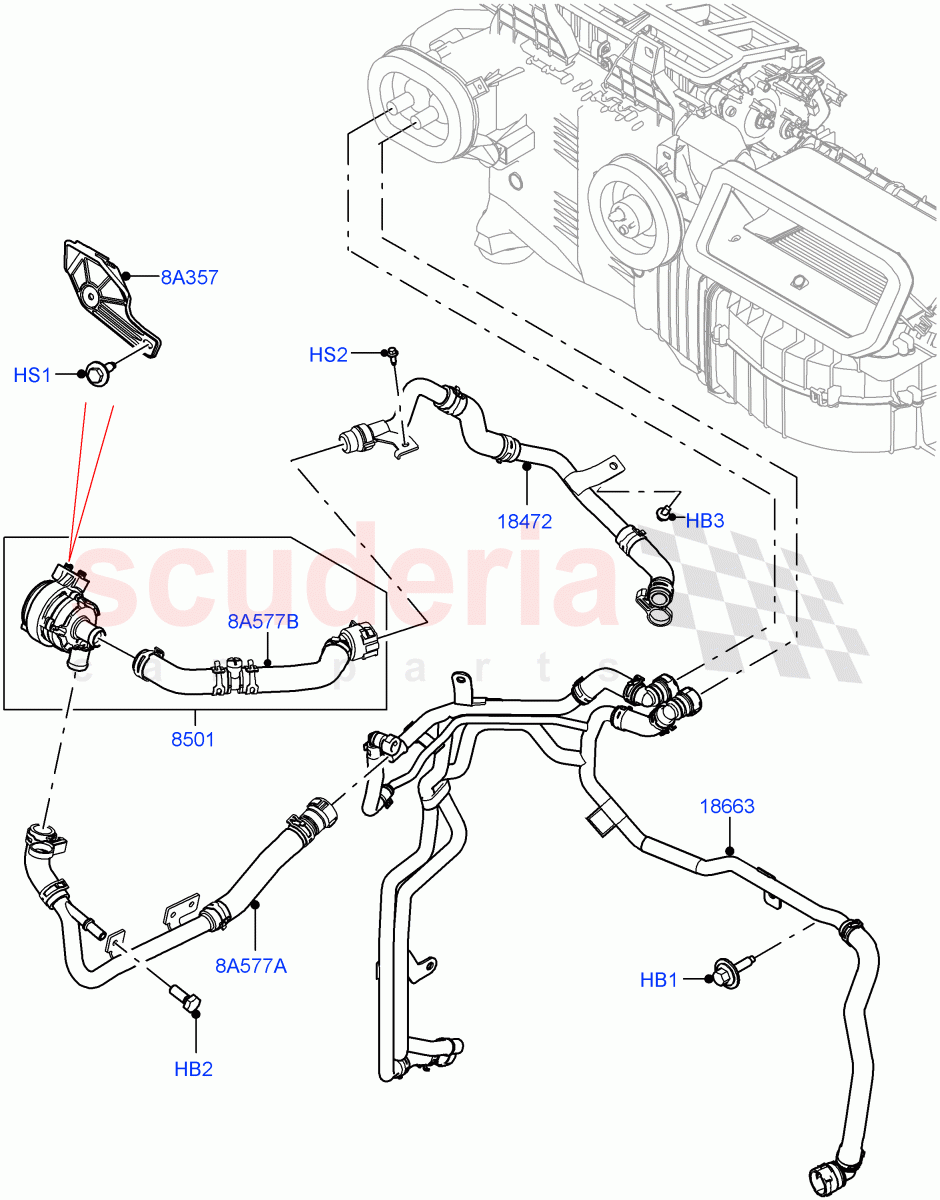 Heater Hoses(Nitra Plant Build)(3.0L AJ20P6 Petrol High,With Ptc Heater,Premium Air Conditioning-Front/Rear,Less Heater)((V)FROMM2000001) of Land Rover Land Rover Discovery 5 (2017+) [2.0 Turbo Petrol AJ200P]