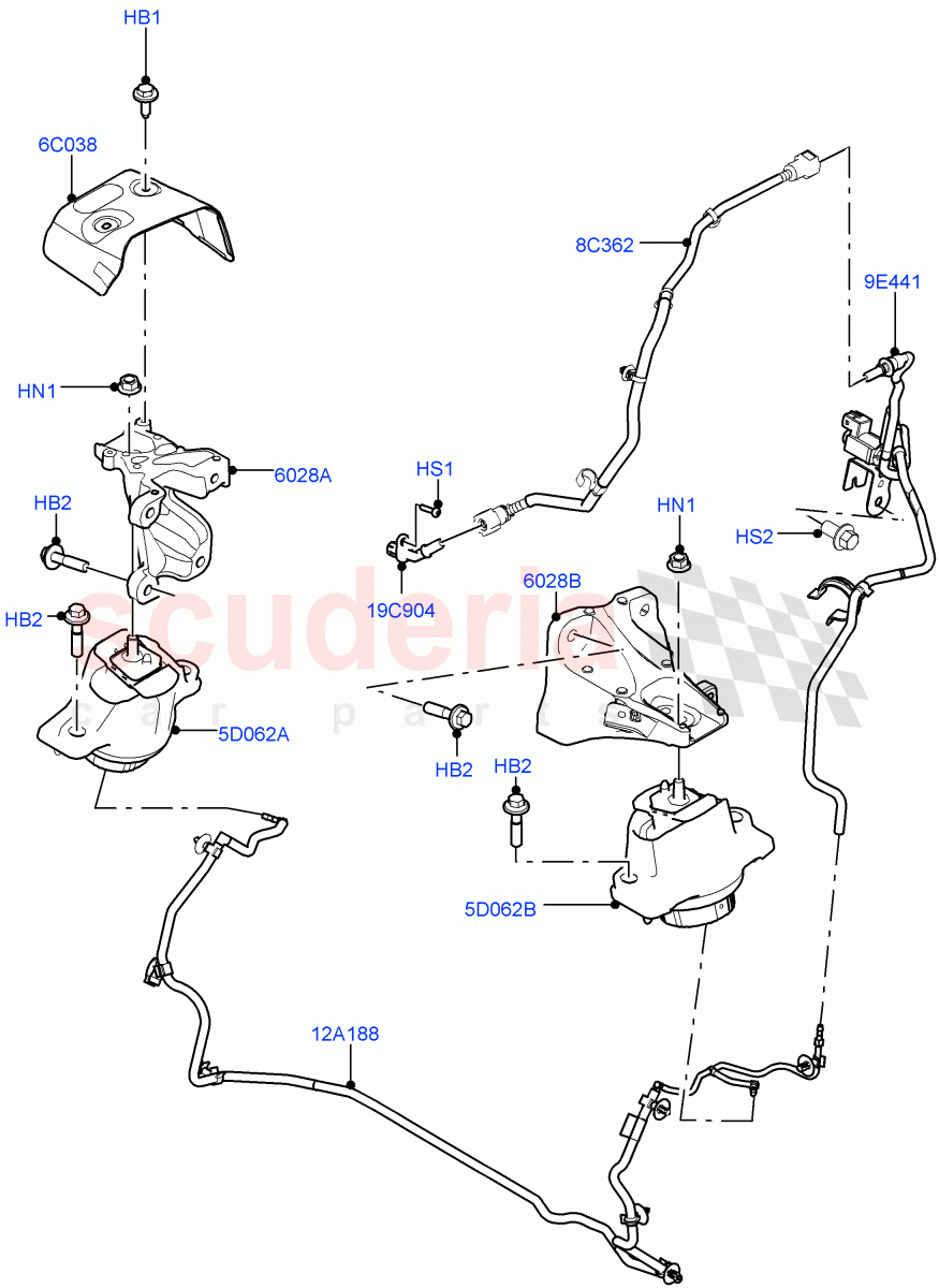 Engine Mounting(2.0L AJ200P Hi PHEV)((V)FROMMA000001) of Land Rover Land Rover Range Rover Velar (2017+) [3.0 I6 Turbo Petrol AJ20P6]