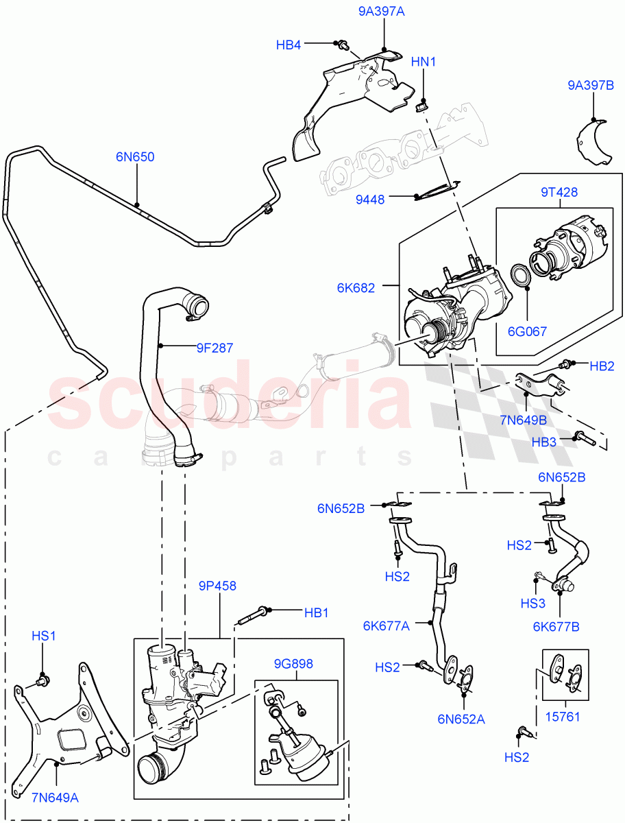 Turbocharger (RH Side - Secondary) (3.0 V6 Diesel) ((V) FROMAA000001) of Land Rover Land Rover Discovery 4 (2010-2016) [3.0 Diesel 24V DOHC TC]