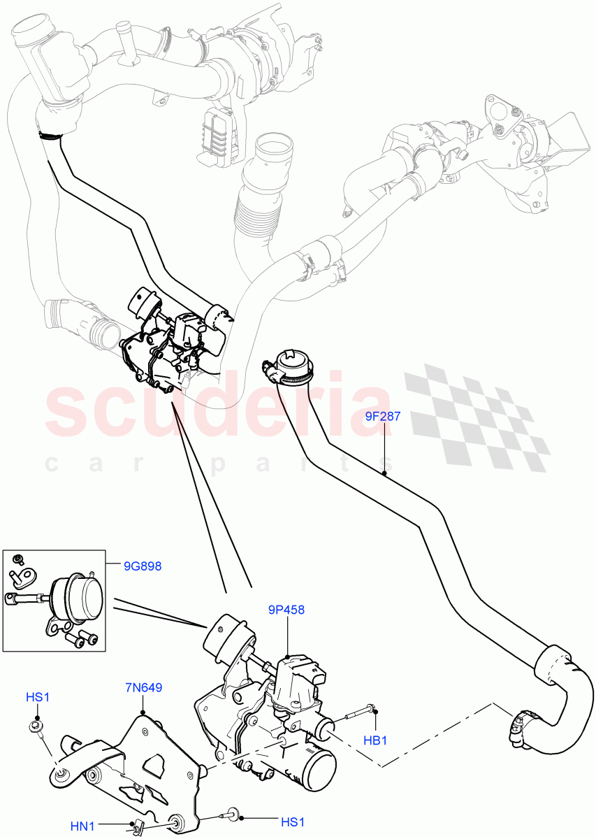 Turbocharger(Compressed Air Recirculation And Shut Off Valve)(4.4L DOHC DITC V8 Diesel) of Land Rover Land Rover Range Rover (2012-2021) [4.4 DOHC Diesel V8 DITC]