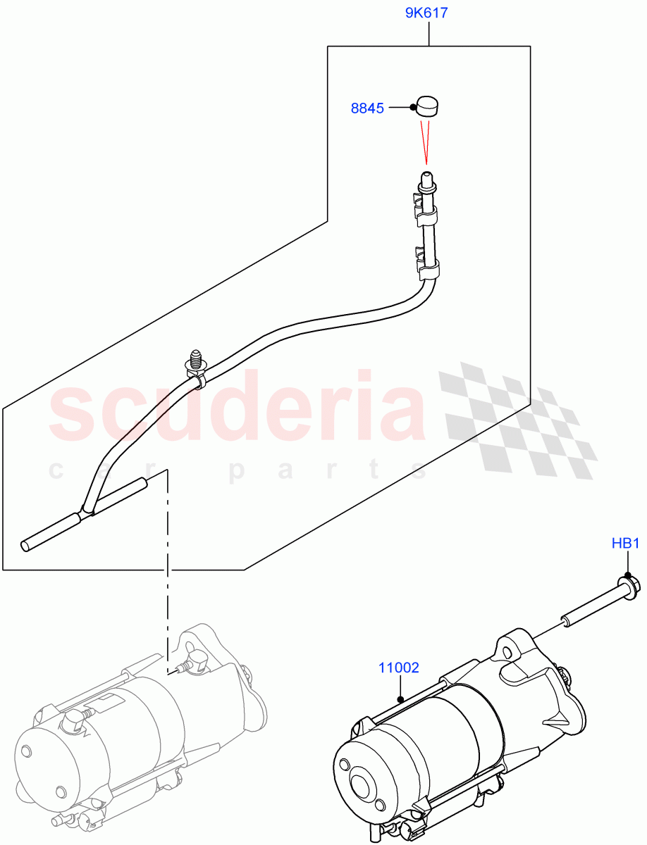 Starter Motor(2.0L I4 DSL MID DOHC AJ200,2.0L I4 DSL HIGH DOHC AJ200) of Land Rover Land Rover Range Rover Velar (2017+) [2.0 Turbo Diesel]