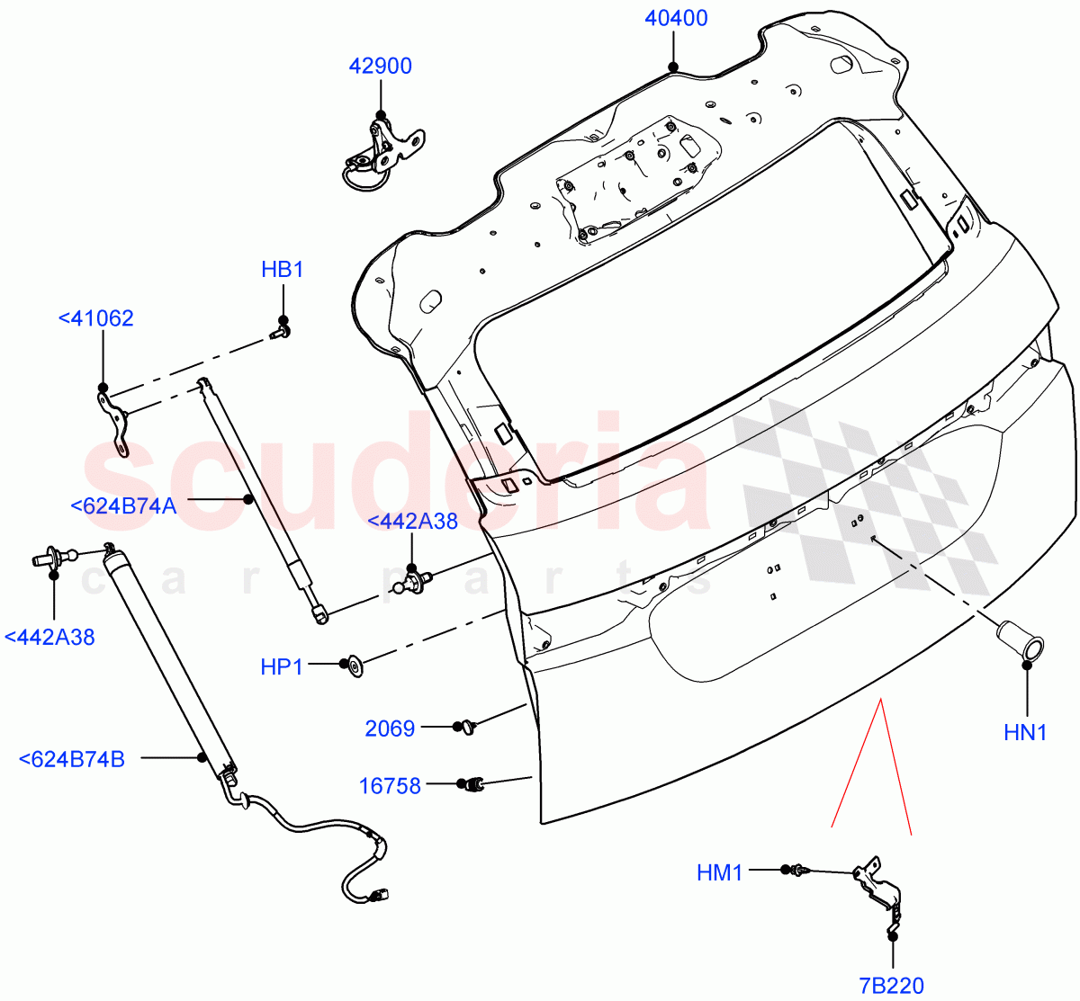 Luggage Compartment Door(Door And Fixings)(Halewood (UK)) of Land Rover Land Rover Range Rover Evoque (2019+) [1.5 I3 Turbo Petrol AJ20P3]