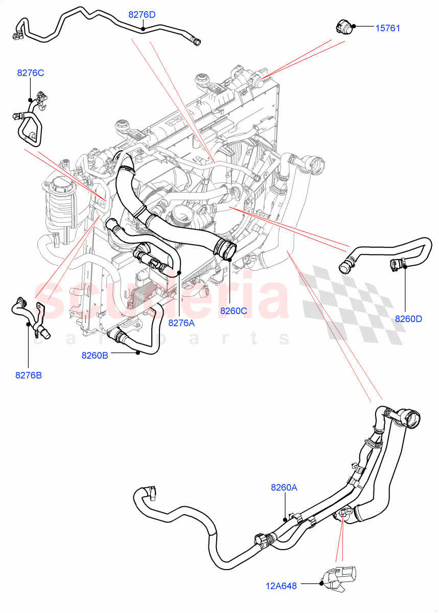 Cooling System Pipes And Hoses(Solihull Plant Build)(2.0L I4 DSL HIGH DOHC AJ200,Less Engine Cooling System)((V)FROMKA000001) of Land Rover Land Rover Discovery 5 (2017+) [2.0 Turbo Diesel]