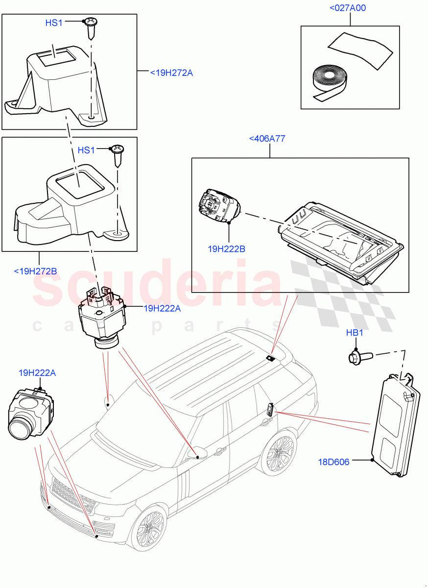 Camera Equipment(Surround Camera System)((V)FROMEA000001,(V)TOFA999999) of Land Rover Land Rover Range Rover (2012-2021) [5.0 OHC SGDI NA V8 Petrol]