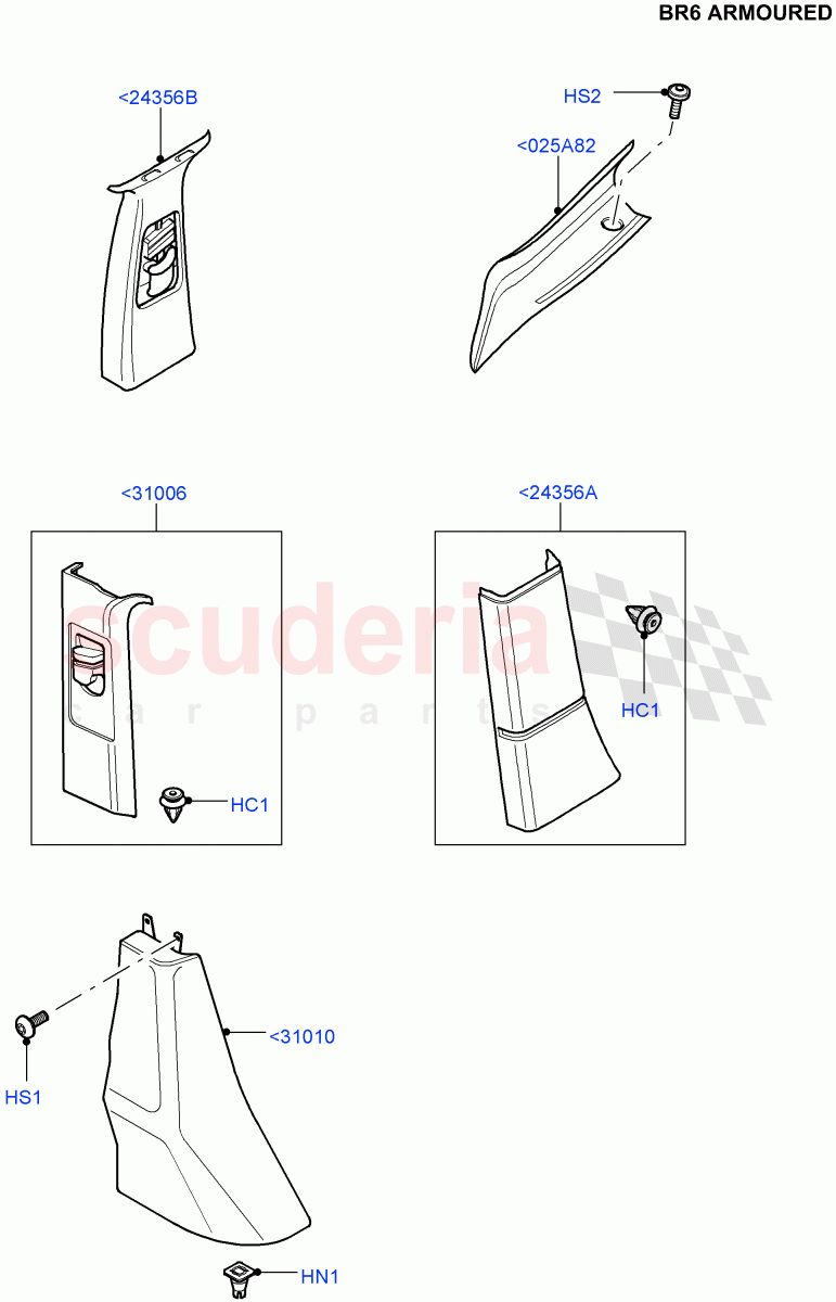 Side Trim(Front And Rear)(With B6 Level Armouring)((V)FROMAA000001) of Land Rover Land Rover Range Rover (2010-2012) [3.6 V8 32V DOHC EFI Diesel]