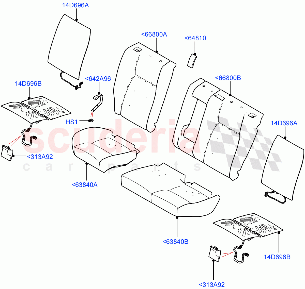 Rear Seat Pads/Valances & Heating(Halewood (UK),With 60/40 Split - Folding Rr Seat)((V)FROMPH000001) of Land Rover Land Rover Discovery Sport (2015+) [1.5 I3 Turbo Petrol AJ20P3]