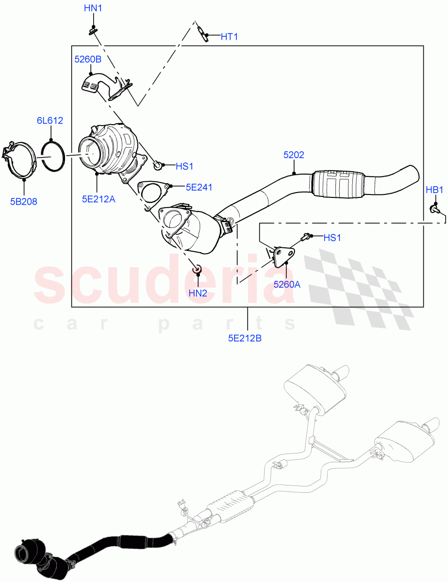 Front Exhaust System(Nitra Plant Build)(3.0L AJ20P6 Petrol High) of Land Rover Land Rover Defender (2020+) [3.0 I6 Turbo Petrol AJ20P6]