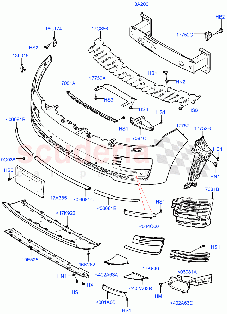 Radiator Grille And Front Bumper((V)FROMJA000001) of Land Rover Land Rover Range Rover (2012-2021) [4.4 DOHC Diesel V8 DITC]