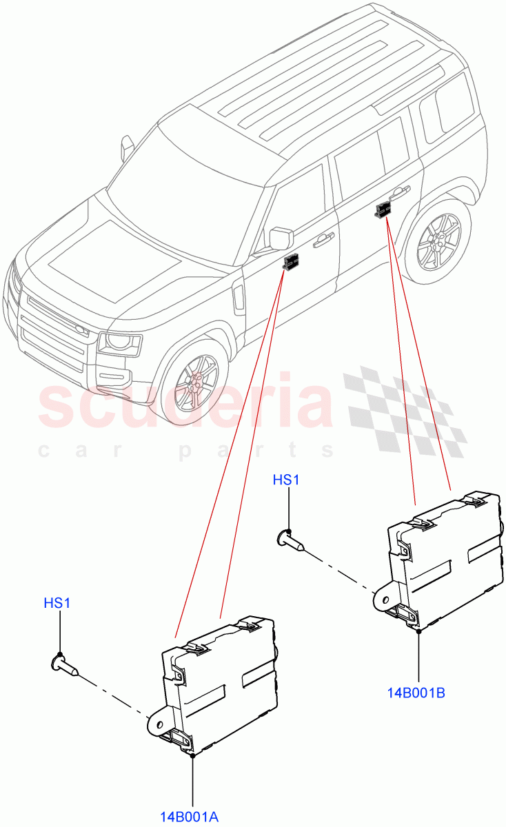 Vehicle Modules And Sensors (Door) of Land Rover Land Rover Defender (2020+) [3.0 I6 Turbo Diesel AJ20D6]