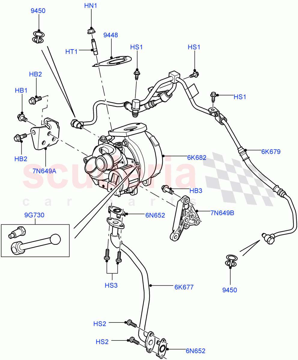 Turbocharger (RH) (3.6L V8 32V DOHC EFi Diesel Lion) ((V) FROMAA000001) of Land Rover Land Rover Range Rover Sport (2010-2013) [3.6 V8 32V DOHC EFI Diesel]