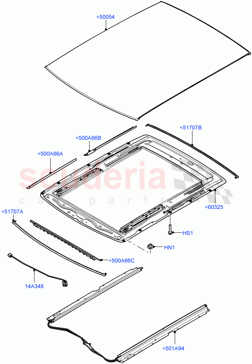 Sliding Roof Mechanism And Controls(Sunroof Frame)(With Roof Conversion-Panorama Roof)((V)FROMFA000001) of Land Rover Land Rover Range Rover Sport (2014+) [4.4 DOHC Diesel V8 DITC]