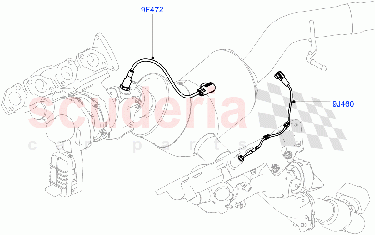 Exhaust System(Exhaust System Sensors)(4.4L DOHC DITC V8 Diesel,Euro Stage 4 Emissions)((V)FROMGA000001) of Land Rover Land Rover Range Rover Sport (2014+) [4.4 DOHC Diesel V8 DITC]