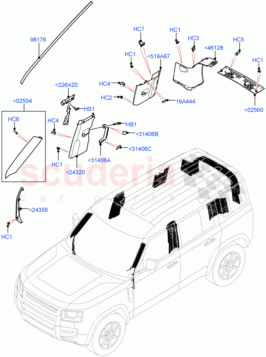 Side Trim (Upper) (Standard Wheelbase) of Land Rover Land Rover Defender (2020+) [5.0 OHC SGDI SC V8 Petrol]