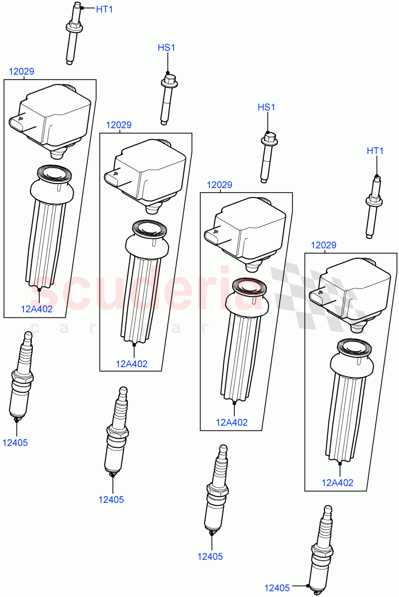 Ignition Coil And Wires/Spark Plugs (2.0L 16V TIVCT T/C Gen2 Petrol, Halewood (UK), 2.0L 16V TIVCT T/C 240PS Petrol) of Land Rover Land Rover Range Rover Evoque (2012-2018) [2.0 Turbo Petrol GTDI]