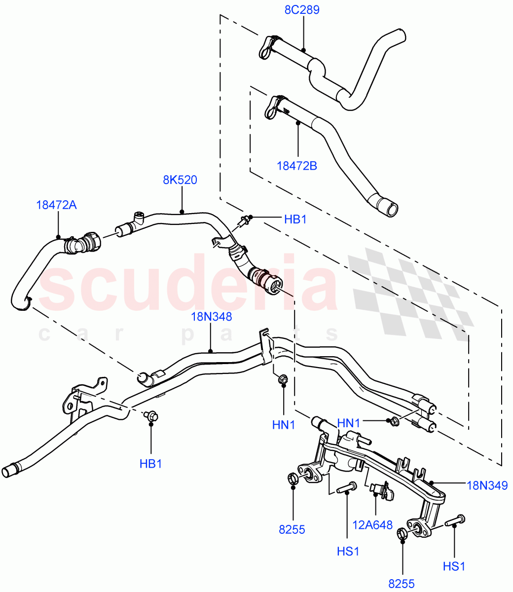 Heater Hoses(5.0L OHC SGDI NA V8 Petrol - AJ133,With Front Comfort Air Con (IHKA),Less Park Heating,5.0L OHC SGDI SC V8 Petrol - AJ133)((V)FROMAA000001) of Land Rover Land Rover Range Rover (2010-2012) [4.4 DOHC Diesel V8 DITC]