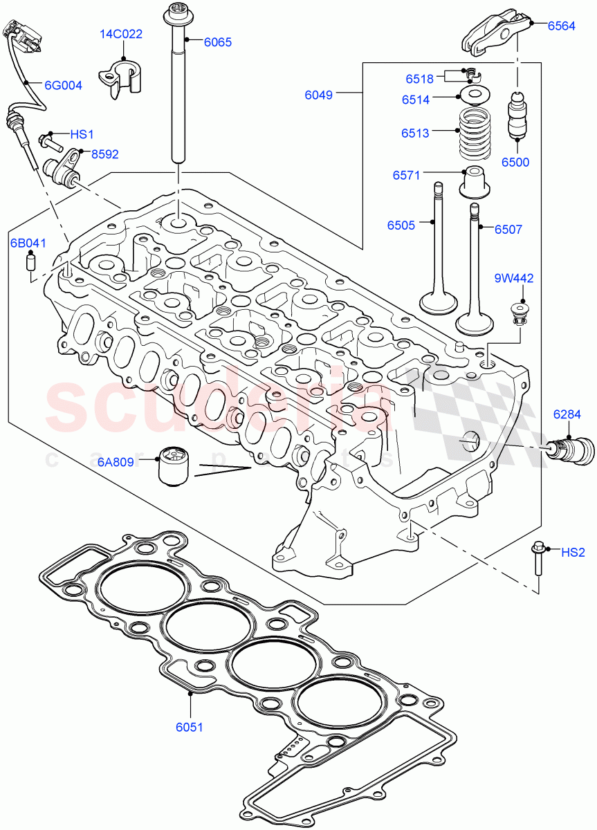 Cylinder Head (2.0L I4 DSL MID DOHC AJ200, Itatiaia (Brazil), 2.0L I4 DSL HIGH DOHC AJ200) ((V) FROMGT000001) of Land Rover Land Rover Range Rover Evoque (2012-2018) [2.0 Turbo Diesel]