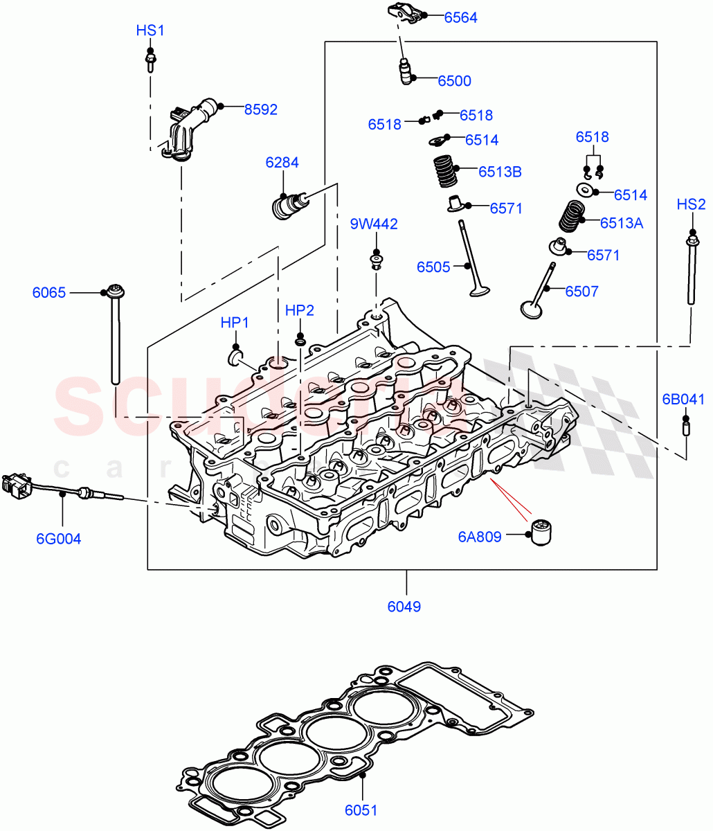 Cylinder Head (Nitra Plant Build) (2.0L I4 High DOHC AJ200 Petrol, 2.0L AJ200P Hi PHEV) ((V) FROMK2000001) of Land Rover Land Rover Discovery 5 (2017+) [2.0 Turbo Petrol AJ200P]