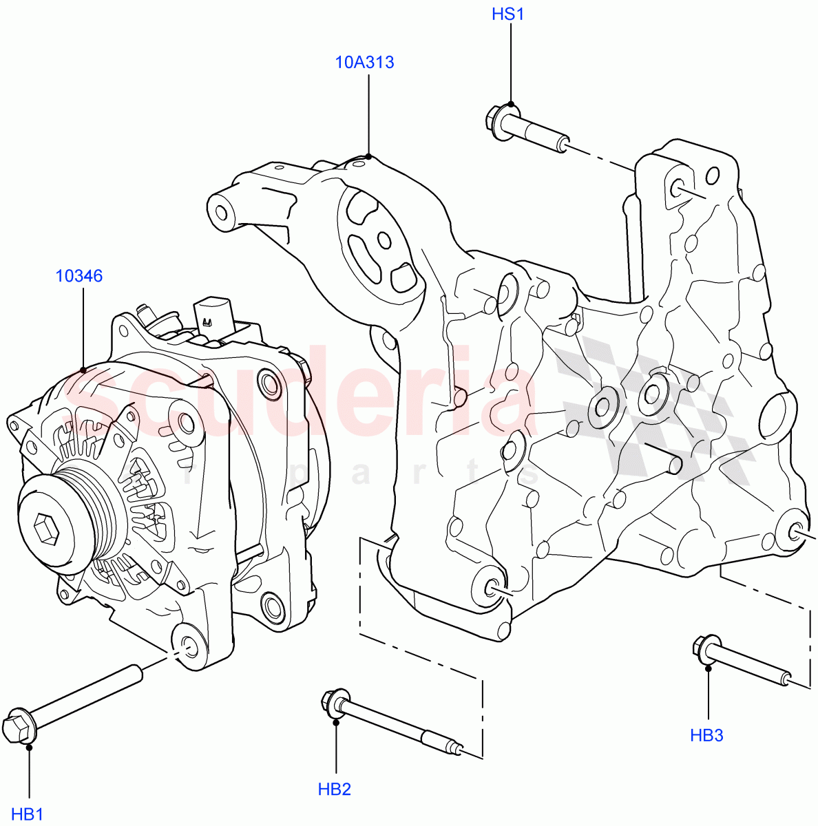 Alternator And Mountings(2.0L 16V TIVCT T/C 240PS Petrol)((V)FROMFA000001) of Land Rover Land Rover Range Rover (2012-2021) [3.0 I6 Turbo Petrol AJ20P6]