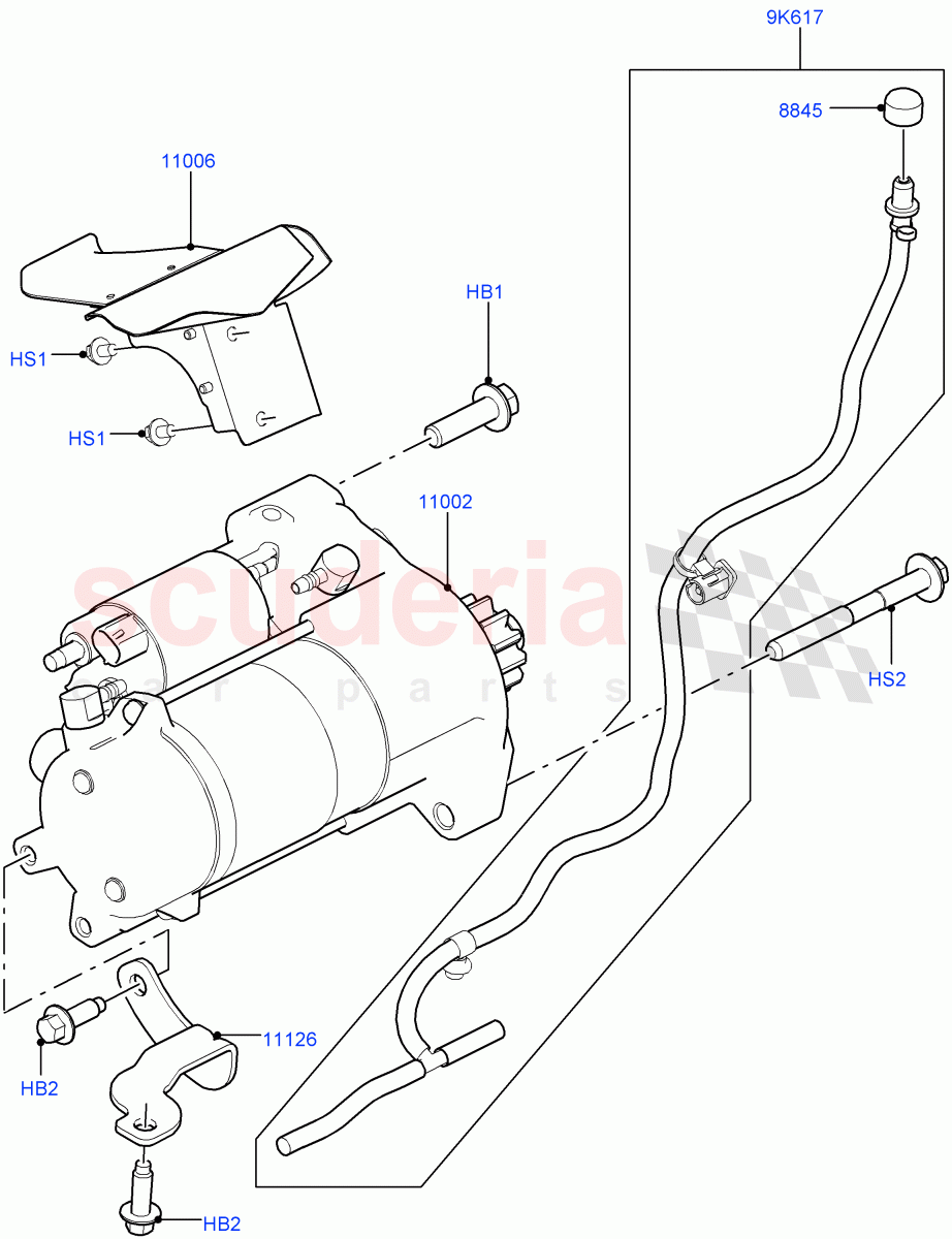 Starter Motor(Nitra Plant Build)(3.0L DOHC GDI SC V6 PETROL,Starter - Stop/Start System)((V)FROMK2000001) of Land Rover Land Rover Discovery 5 (2017+) [3.0 DOHC GDI SC V6 Petrol]