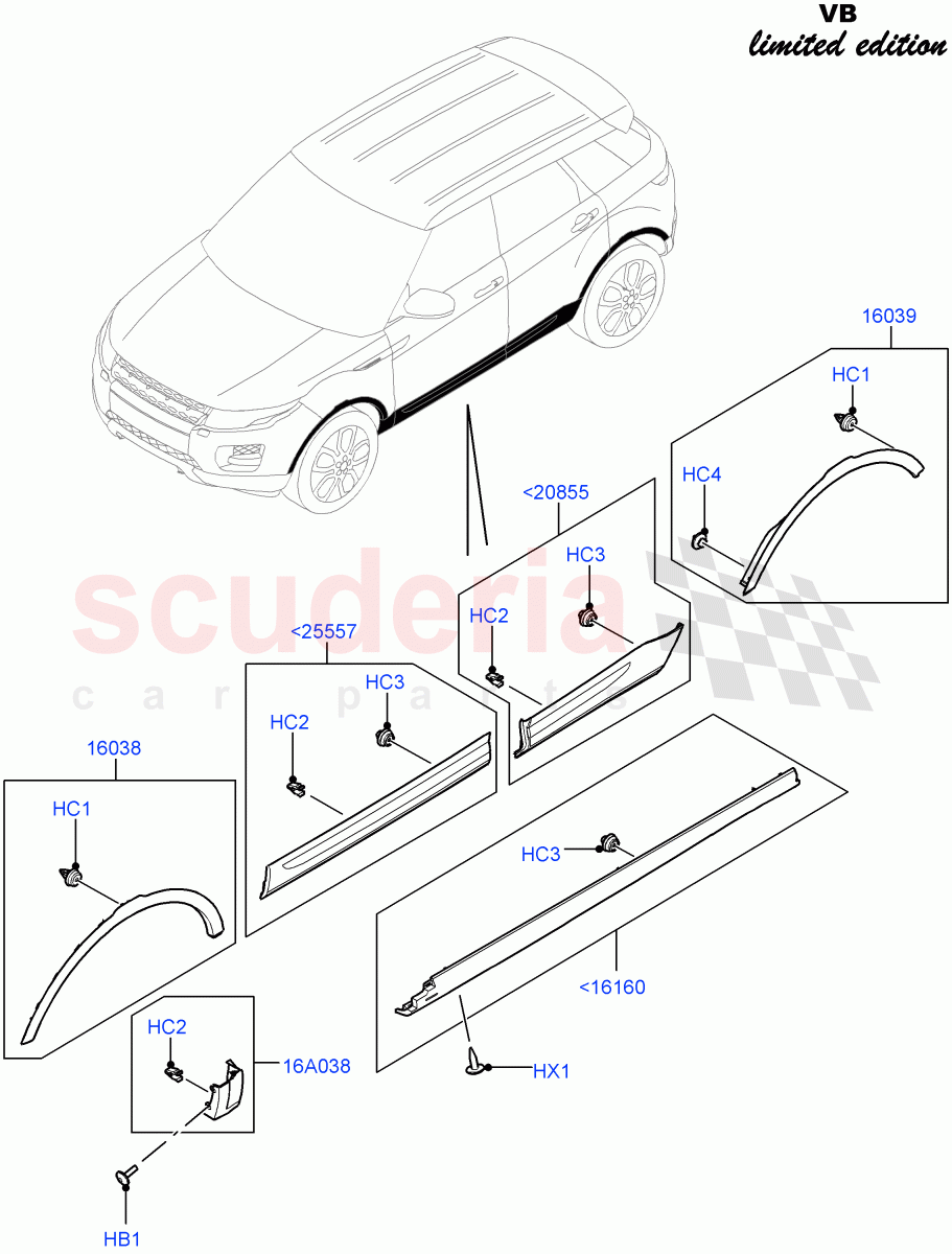 Body Mouldings(Victoria Beckham Limited Edition,Halewood (UK)) of Land Rover Land Rover Range Rover Evoque (2012-2018) [2.0 Turbo Petrol AJ200P]