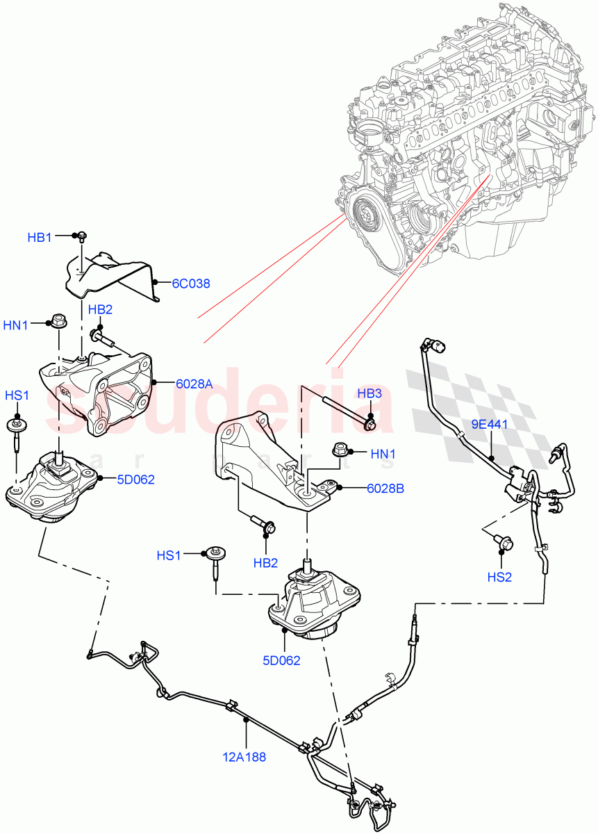 Engine Mounting (Nitra Plant Build) (3.0L AJ20D6 Diesel High) ((V) FROMM2000001) of Land Rover Land Rover Discovery 5 (2017+) [2.0 Turbo Diesel]
