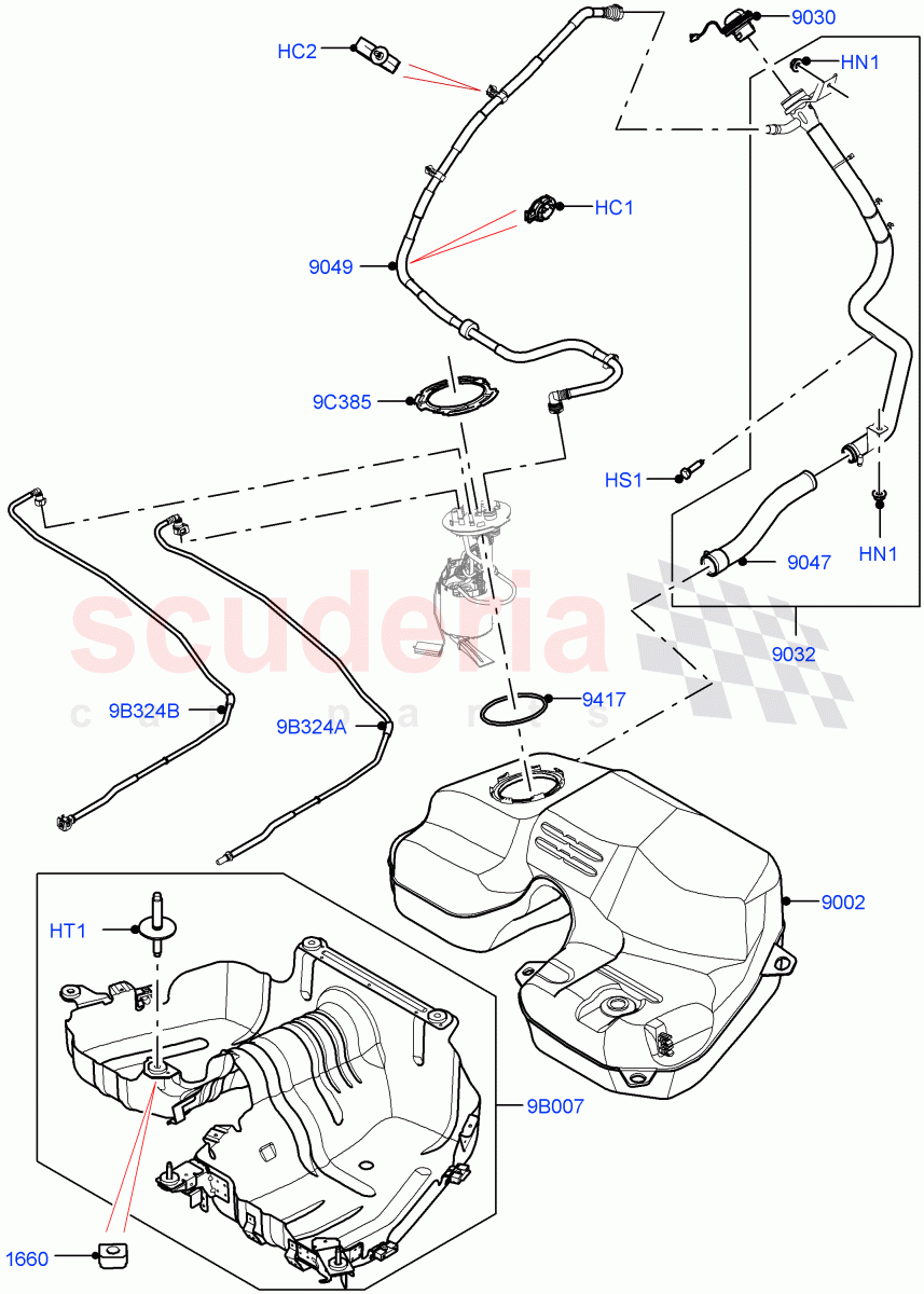 Fuel Tank & Related Parts (3.0L AJ20D6 Diesel High) ((V) FROMLA000001) of Land Rover Land Rover Range Rover (2012-2021) [3.0 I6 Turbo Diesel AJ20D6]