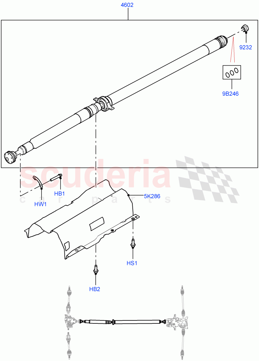 Drive Shaft - Rear Axle Drive(Propshaft)(Changsu (China),All Wheel Drive,Less Electric Engine Battery,Electric Engine Battery-MHEV) of Land Rover Land Rover Range Rover Evoque (2019+) [1.5 I3 Turbo Petrol AJ20P3]