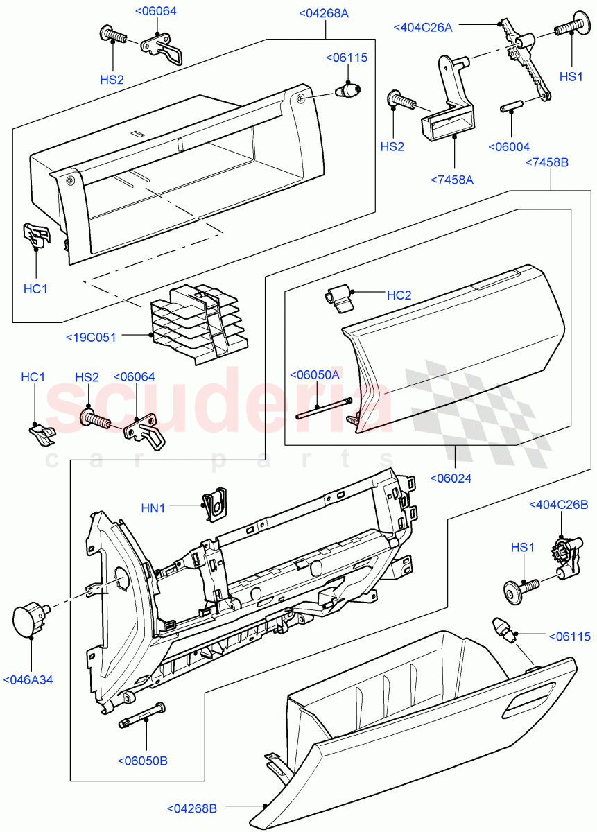 Glove Box((V)TO9A999999) of Land Rover Land Rover Range Rover Sport (2005-2009) [4.4 AJ Petrol V8]