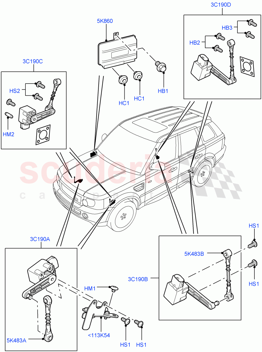 Air Suspension Controls/Electrics((V)TO9A999999) of Land Rover Land Rover Range Rover Sport (2005-2009) [4.2 Petrol V8 Supercharged]