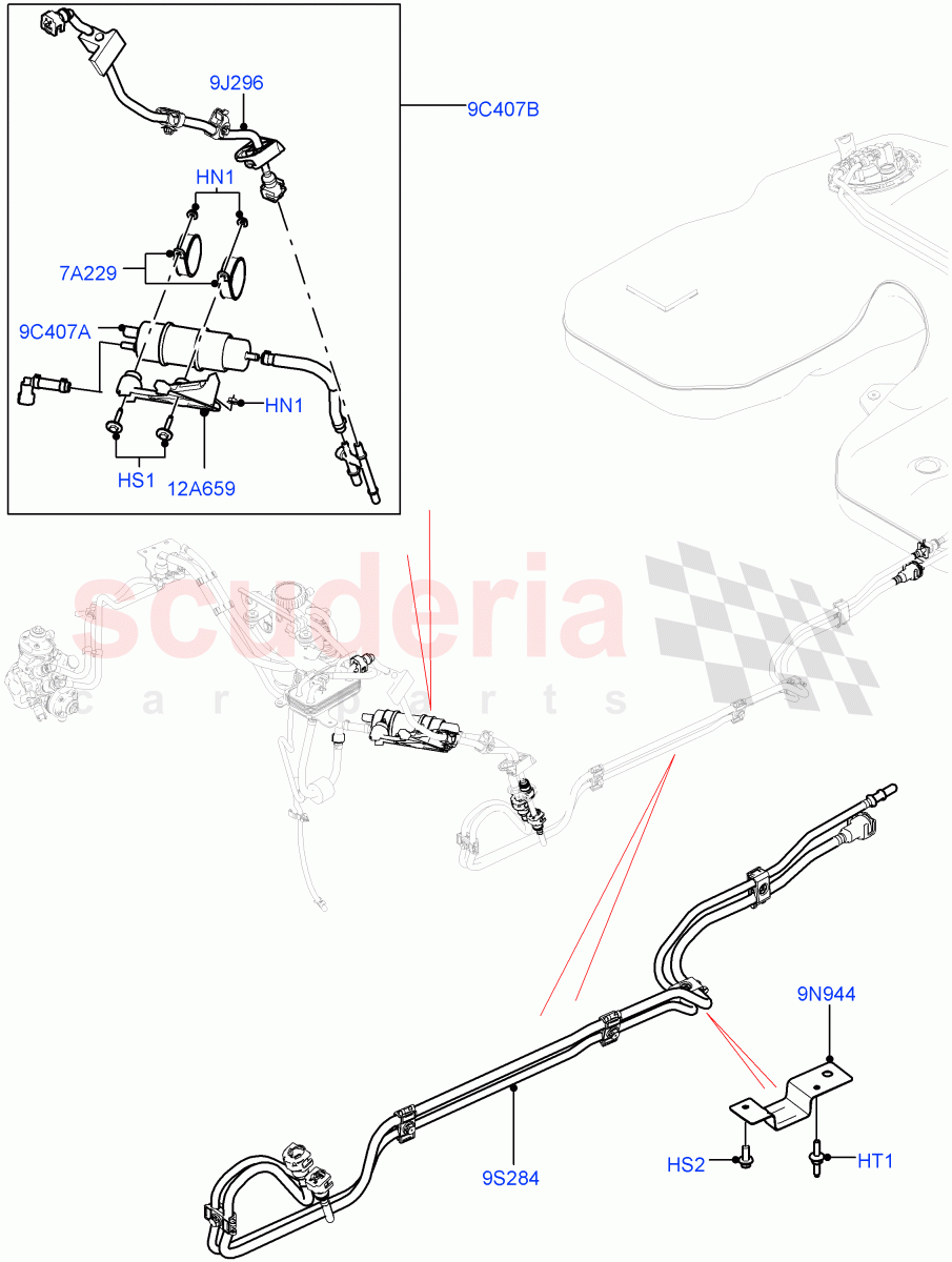 Fuel Lines(Rear)(4.4L DOHC DITC V8 Diesel) of Land Rover Land Rover Range Rover (2012-2021) [4.4 DOHC Diesel V8 DITC]