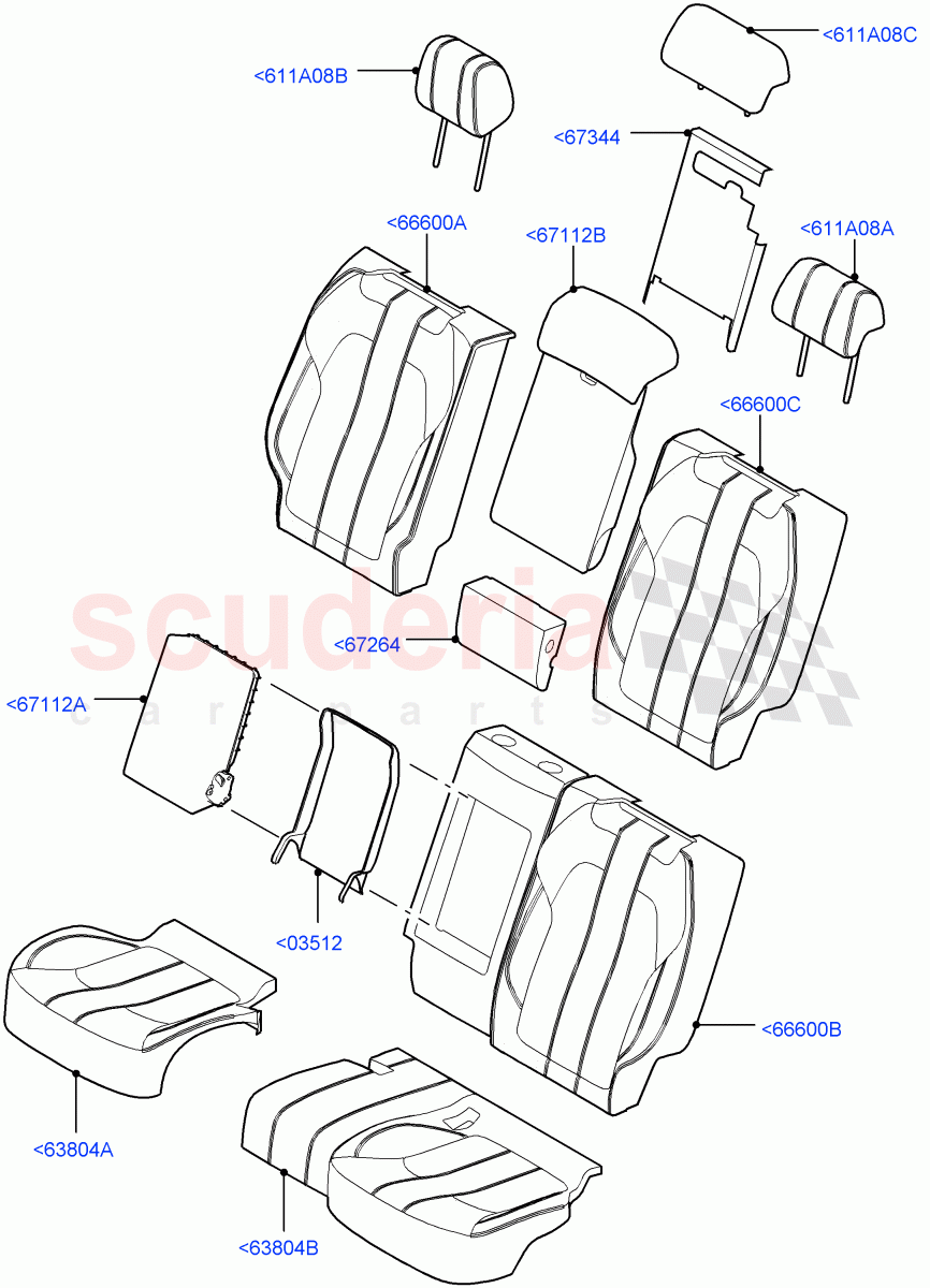 Rear Seat Covers(Extended Windsor,Non SVR)((V)FROMEA396203,(V)TOHA999999) of Land Rover Land Rover Range Rover Sport (2014+) [2.0 Turbo Petrol GTDI]