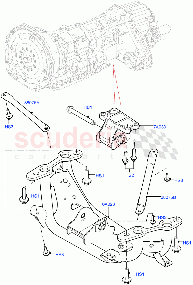 Transmission Mounting(Nitra Plant Build)(3.0 V6 Diesel)((V)FROMK2000001) of Land Rover Land Rover Discovery 5 (2017+) [2.0 Turbo Diesel]