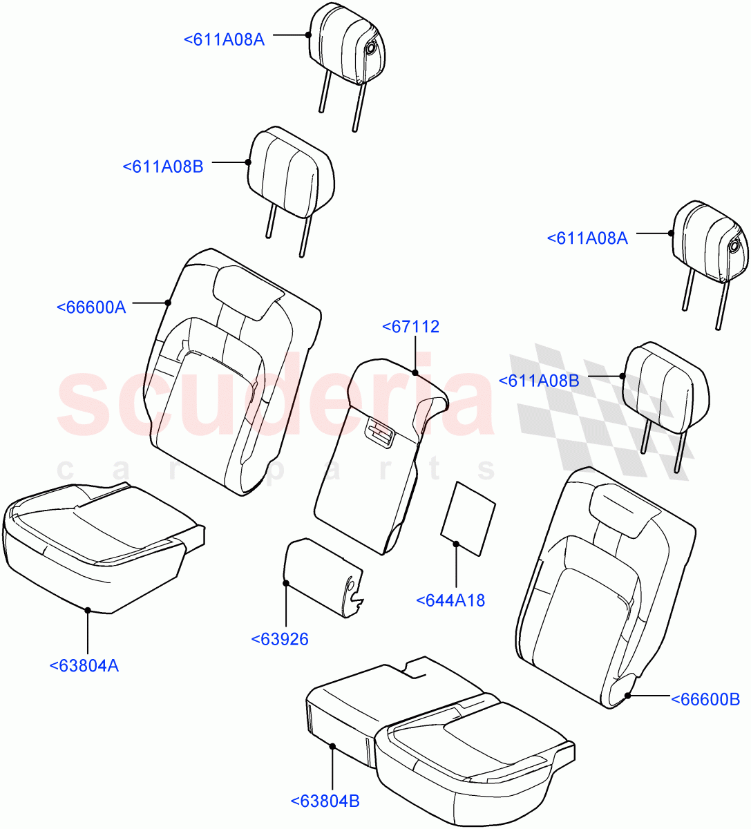 Rear Seat Covers(Semi Aniline Leather Perf,With 60/40 Power Fold Thru Rr Seat)((V)FROMJA000001) of Land Rover Land Rover Range Rover (2012-2021) [3.0 I6 Turbo Petrol AJ20P6]