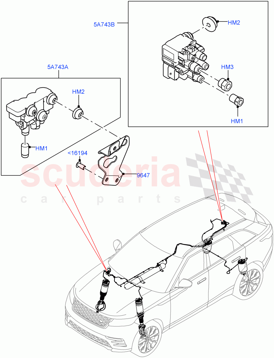 Air Suspension Compressor And Lines(Air Suspension Lines)(With Four Corner Air Suspension,With Performance Suspension)((V)TOLA999999) of Land Rover Land Rover Range Rover Velar (2017+) [2.0 Turbo Petrol AJ200P]