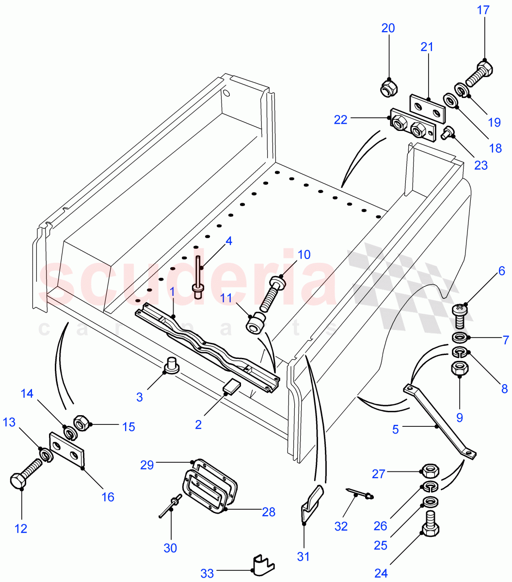 Rear Body Lower - Mountings (90" Wheelbase) ((V) FROM7A000001) of Land Rover Land Rover Defender (2007-2016)